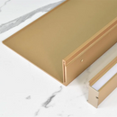 open and illuminated aluminum wall shelf