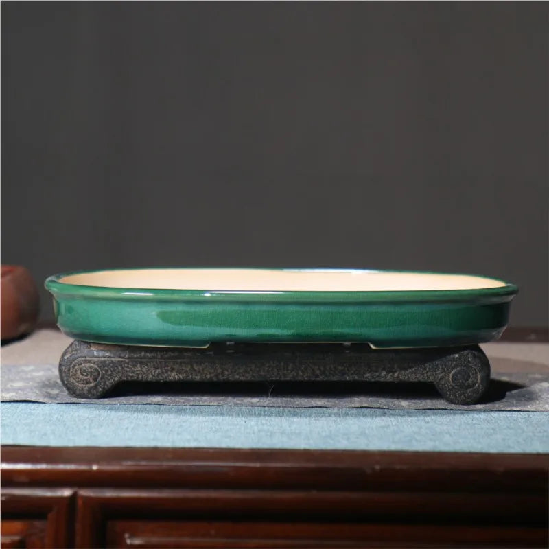 round sand flower pot for retro bonsai and succulents - vue 4 sur 19