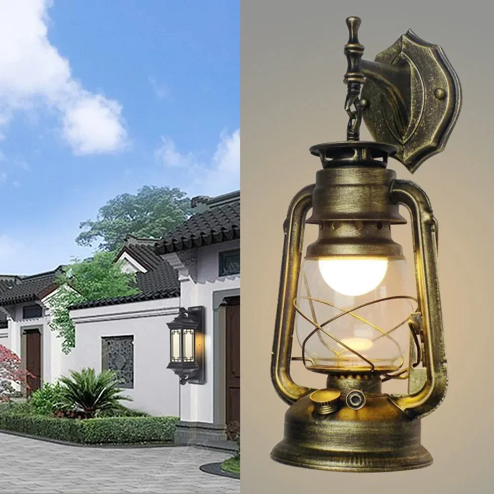 Vintage rustic industrial outdoor wall light - vue 3 sur 9