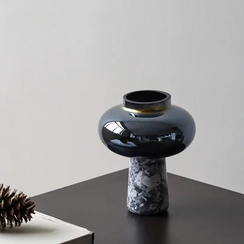 Chinese style marbled glass vase for elegant interior decoration