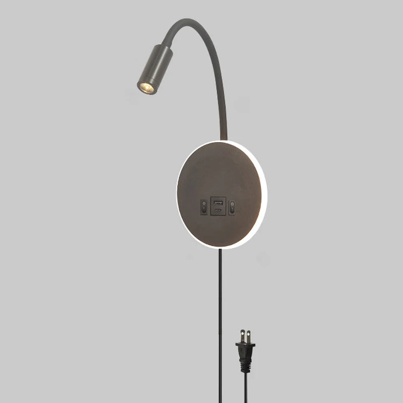 Modern LED wall light with USB ports and switch