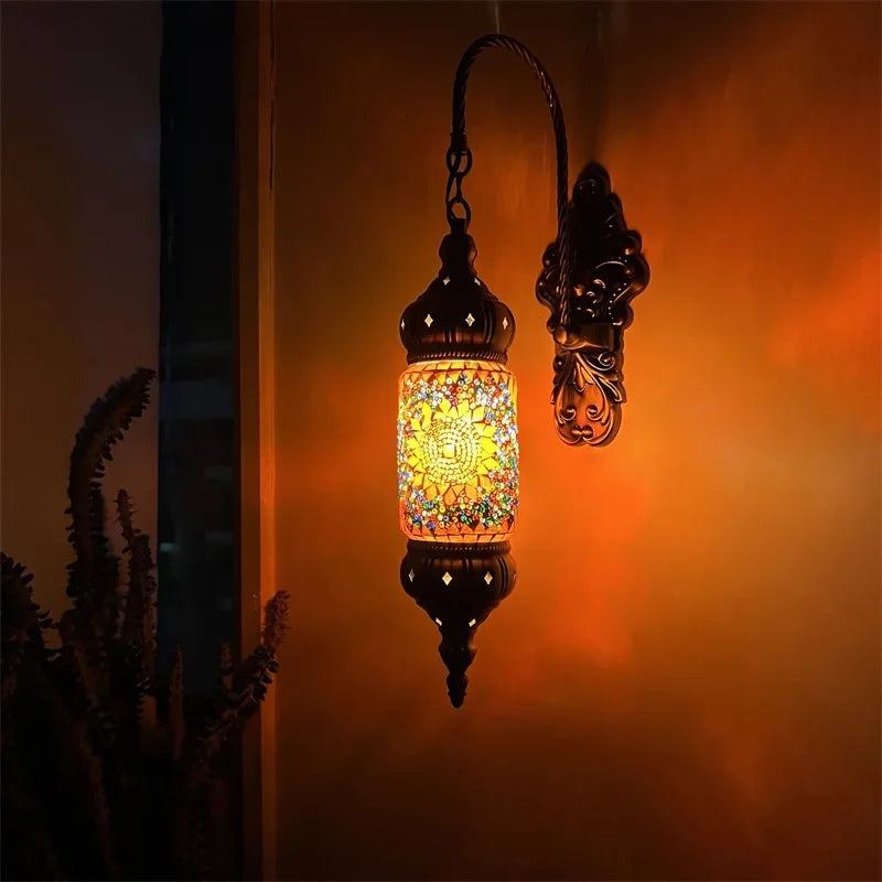 Mediterranean wall lights bohemian style retro mosaic LED