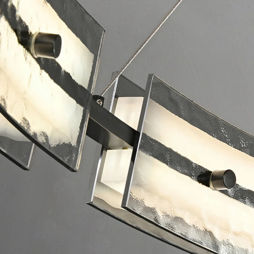 Minimalist iron pendant light with rippled glass for modern interiors - vue 5 sur 7