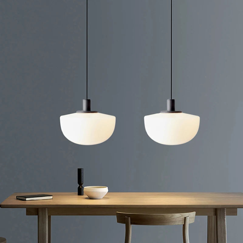Minimalist glass pendant lamp for study and bedside