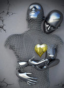 Canvas print couple in love kissing with silver glitter