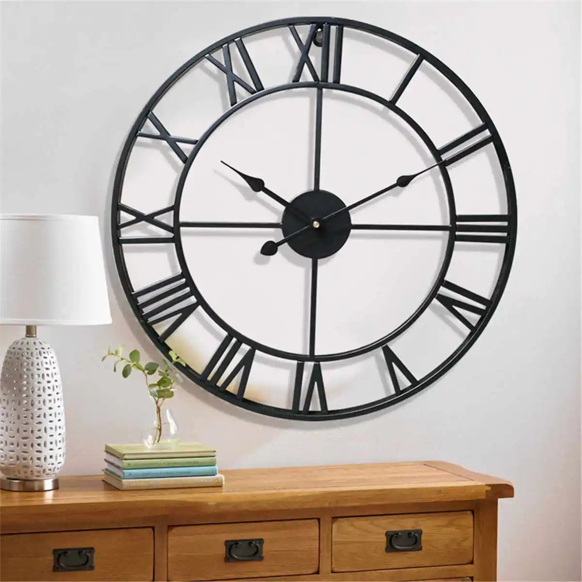 horloge murale 3D rétro en métal style nordique silencieuse et précise - vue 2 sur 8