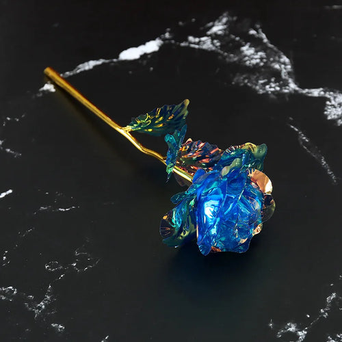 Decorative golden metal artificial rose to give as a gift