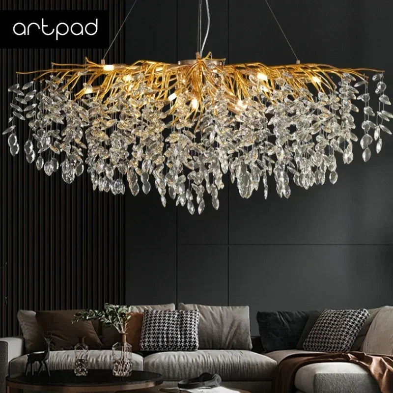 Nordic gold crystal LED chandelier decorative