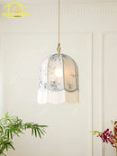 Fabric pendant light with tassels for a decorative atmosphere