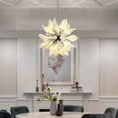 Modern ceramic chandelier with flower petals and LED light