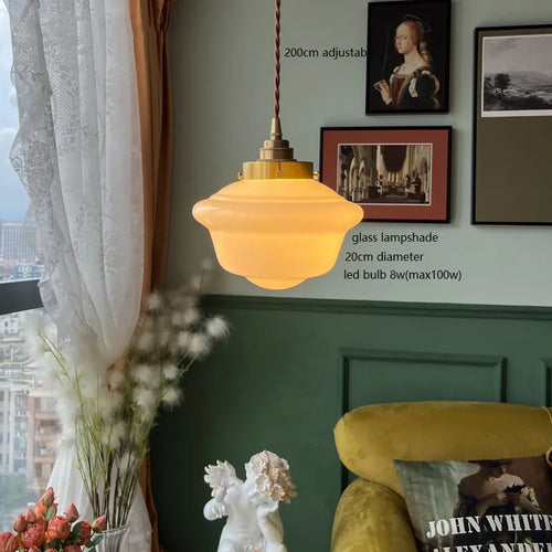 Milky white glass LED pendant light