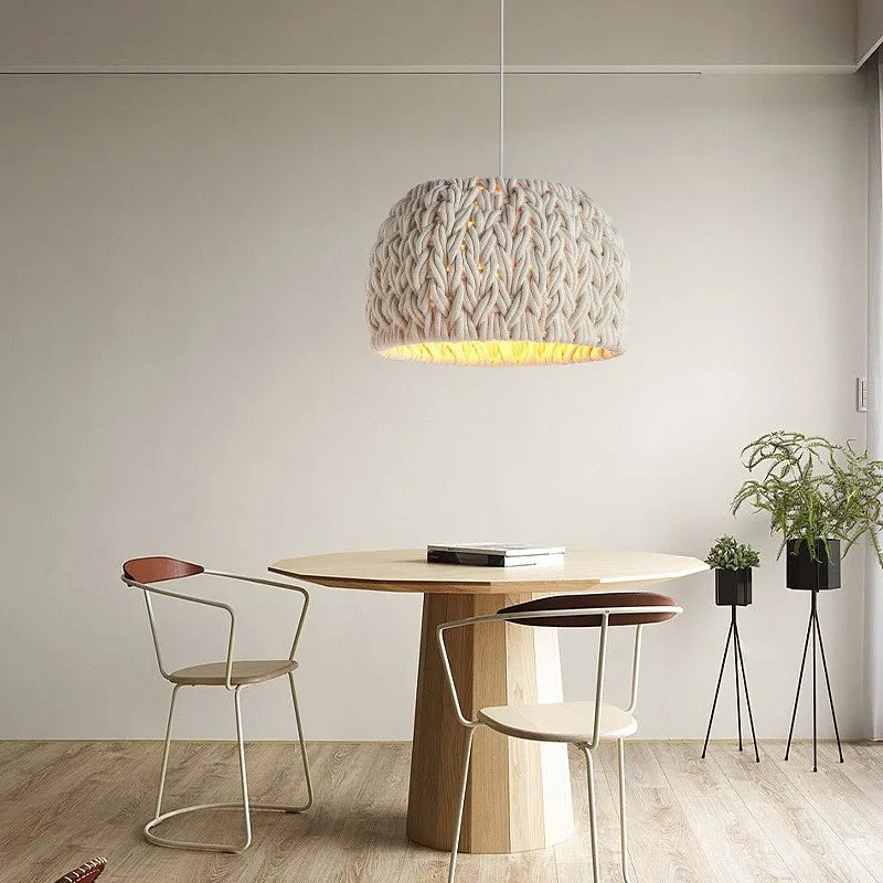 Nordic wabi sabi knitted rope minimalist LED chandelier