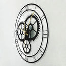 retro silent wall clock with roman numerals and mechanical gears