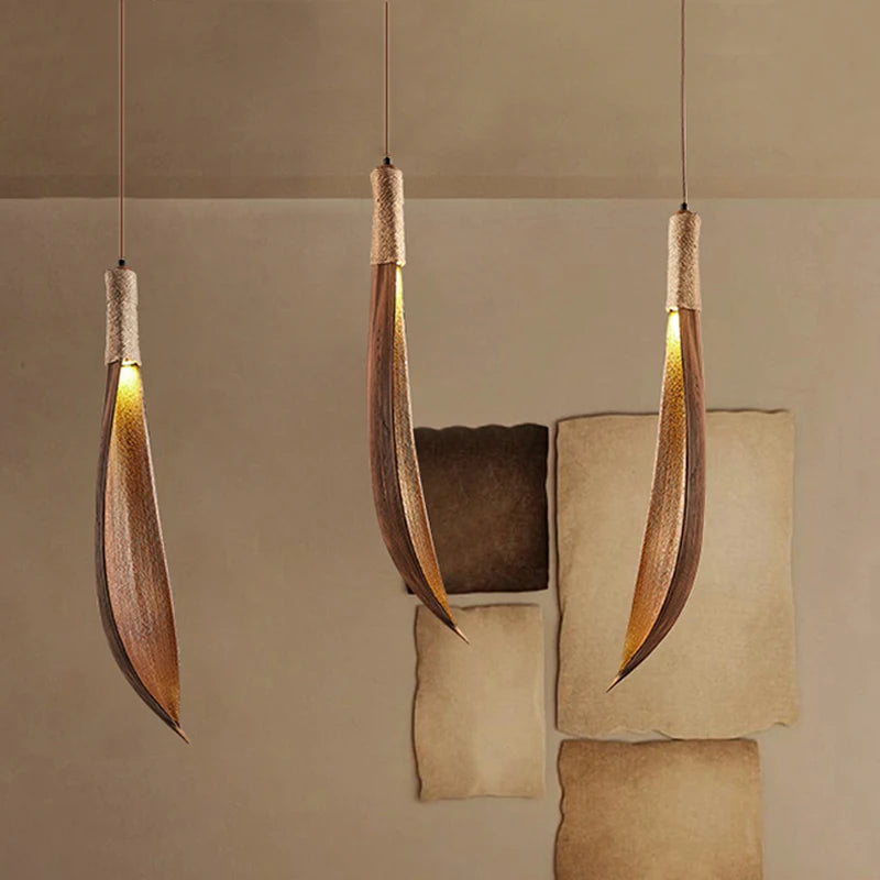 Creative leaf-shaped retro pendant light for interior decoration - vue 3 sur 6