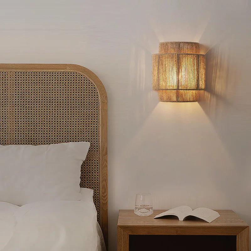 Hemp rope wall light for bedroom, dining room, living room or hallway, Japanese style