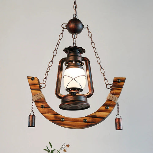 Bamboo chandelier for cafe, restaurant and bar outdoor lighting - vue 6 sur 6