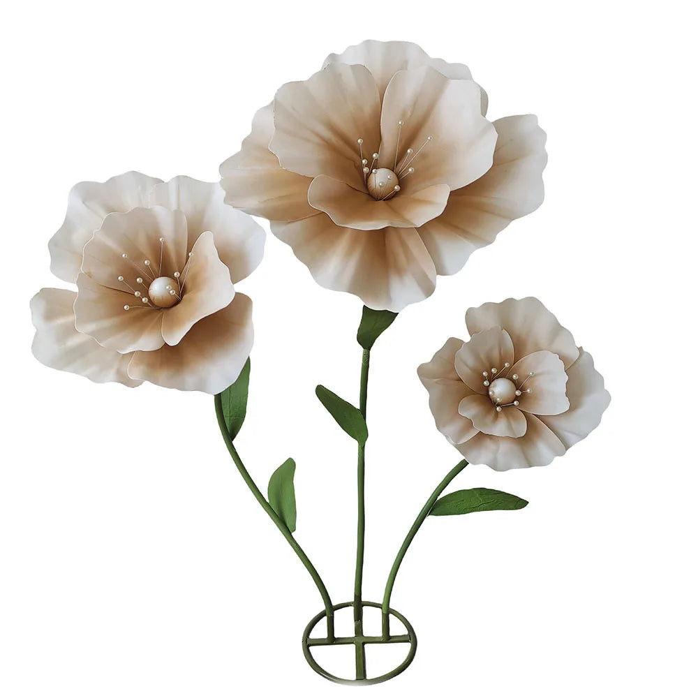 Giant artificial poppy flower set for wedding decoration stage