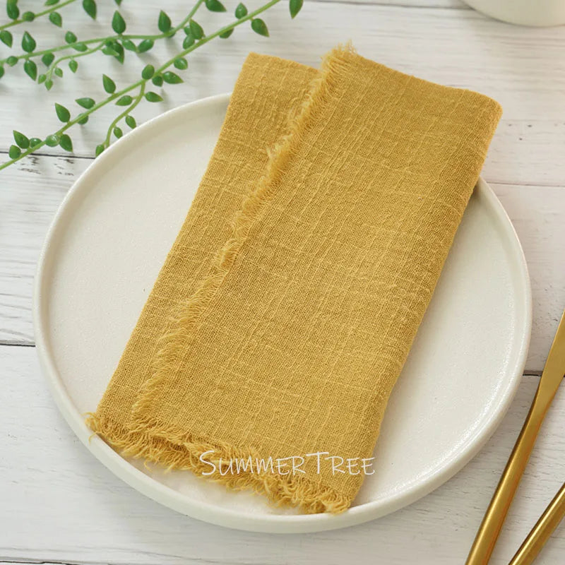 Rustic cotton gauze napkins set of 12