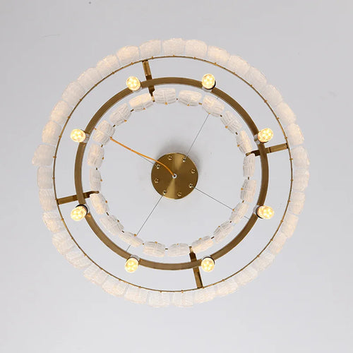 Modern Nordic glass LED chandelier with crystal pendant - vue 5 sur 8
