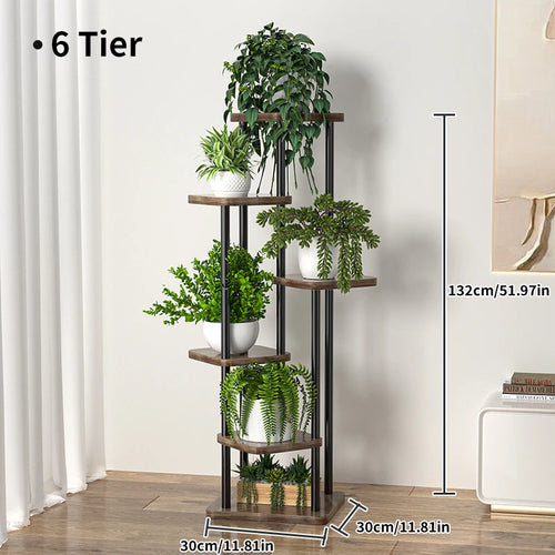 multi-tiered wooden plant and flower stand - vue 11 sur 10