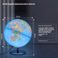 educational rotating globe with light in English for geography