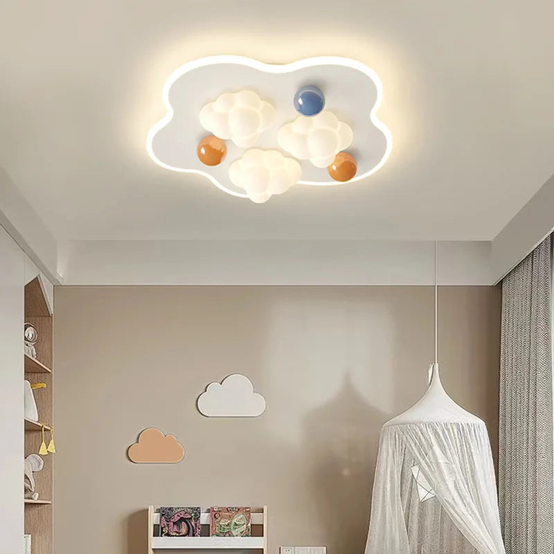 Cream cloud ceiling light for a modern and cosy children's room