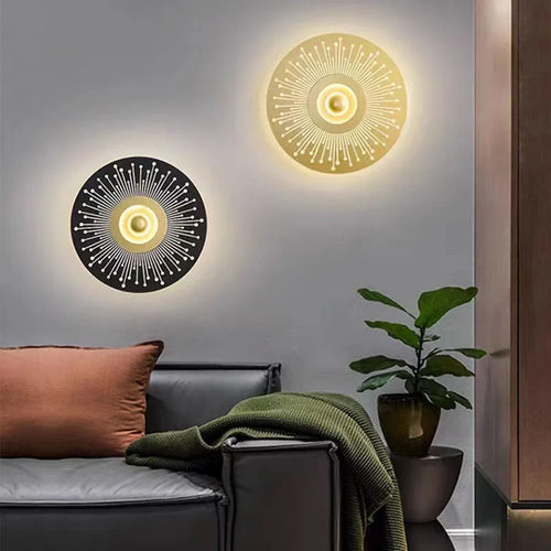 Round art deco LED wall light for a warm atmosphere - vue 2 sur 12