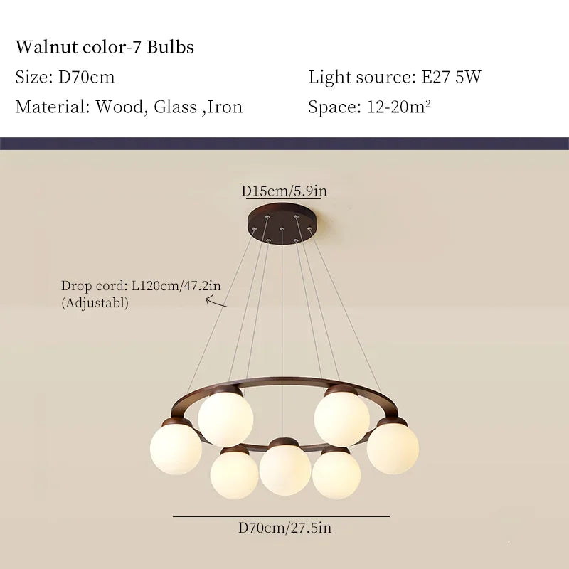 Designer wooden chandelier for contemporary home decor - vue 11 sur 14