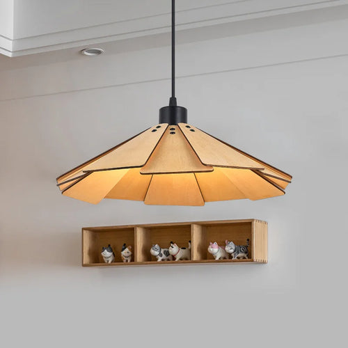 Wabi-sabi wood pendant light with DIY LED fixtures - vue 5 sur 14