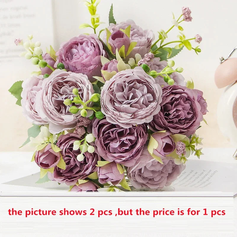 Artificial silk peonies for elegant and refined décor - vue 9 sur 15