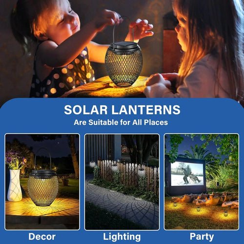 Decorative solar metal hanging outdoor lantern - vue 6 sur 7