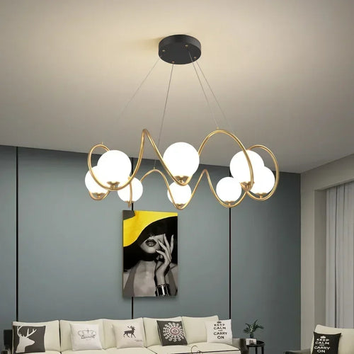 French style pendant light with gold trim and eye protection - vue 3 sur 8