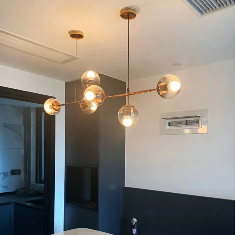 Modern glass globe chandelier