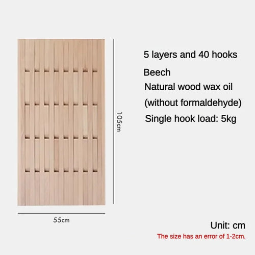 wooden wall coat rack for clothes and keys - vue 8 sur 18