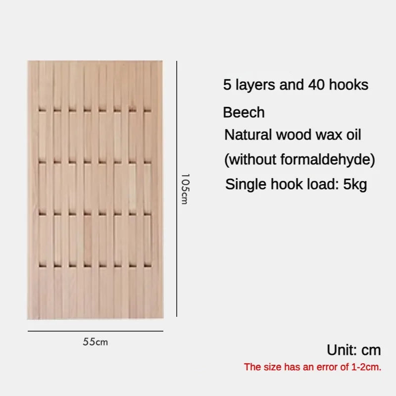 wooden wall coat rack for clothes and keys - vue 7 sur 18