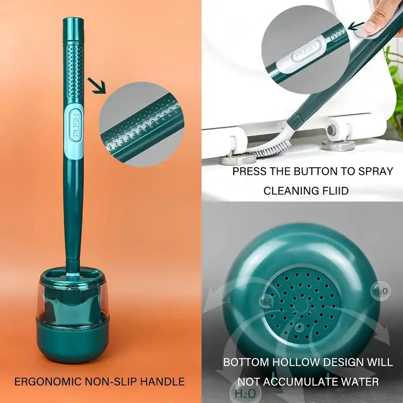 Toilet brush set with wall holder and long handle