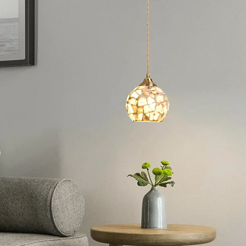 Shell glass pendant light for bohemian nordic decor - vue 6 sur 9