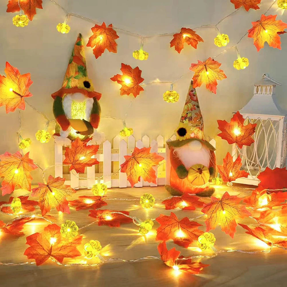 Maple leaf LED garland for autumn and winter decorations
