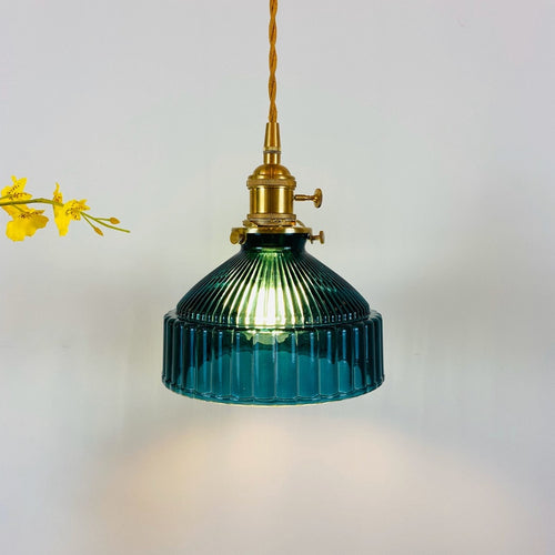 Pendant light with retro glass shade Casbelle - vue 6 sur 13