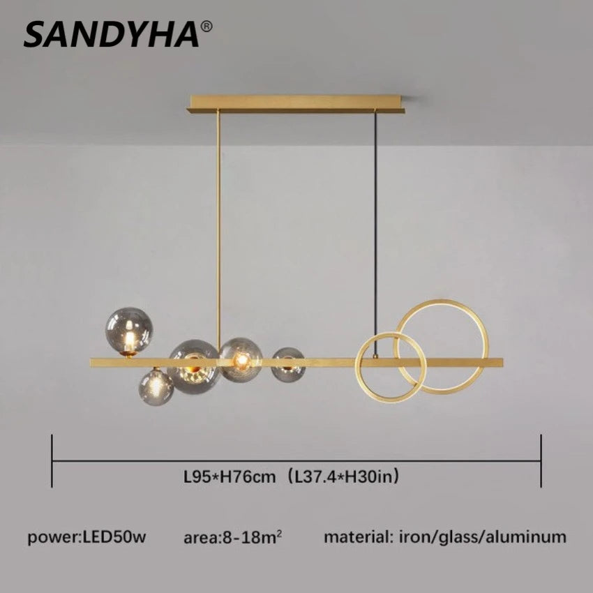 lustre moderne en verre design lumineux pour intérieur