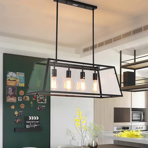 Vintage industrial iron and acrylic pendant light for kitchen and bar - vue 3 sur 6