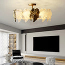 French vintage-style glass leaves LED ceiling light