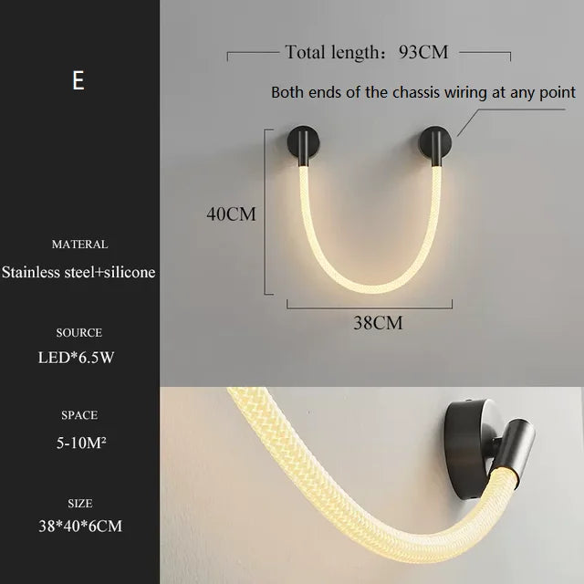 Minimalist LED wall light in flexible woven silicone fibre - vue 15 sur 18