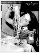 Wall art poster women drinking wine and eating spaghetti home decor