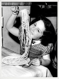 Wall art poster women drinking wine and eating spaghetti home decor