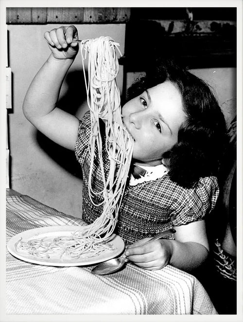 Wall art poster women drinking wine and eating spaghetti home decor