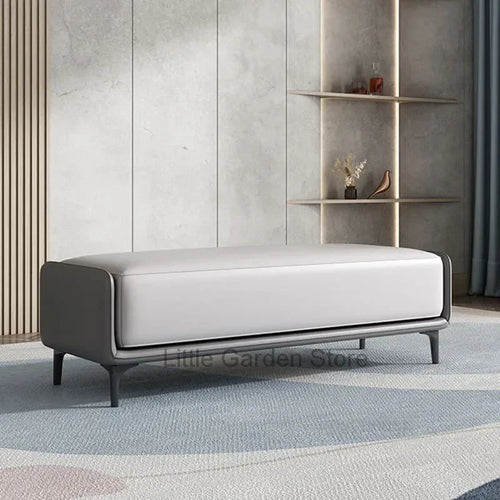 designer Italian leather stools for living room and bedroom - vue 3 sur 15