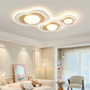 Luxury LED ceiling light in white, wood and cream for bedroom, living room or home