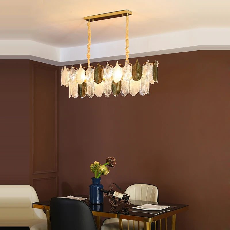 Modern pendant light in stainless steel and decorative glass