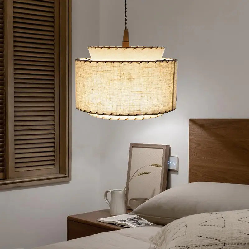 Japanese fabric LED chandelier for modern interior decor